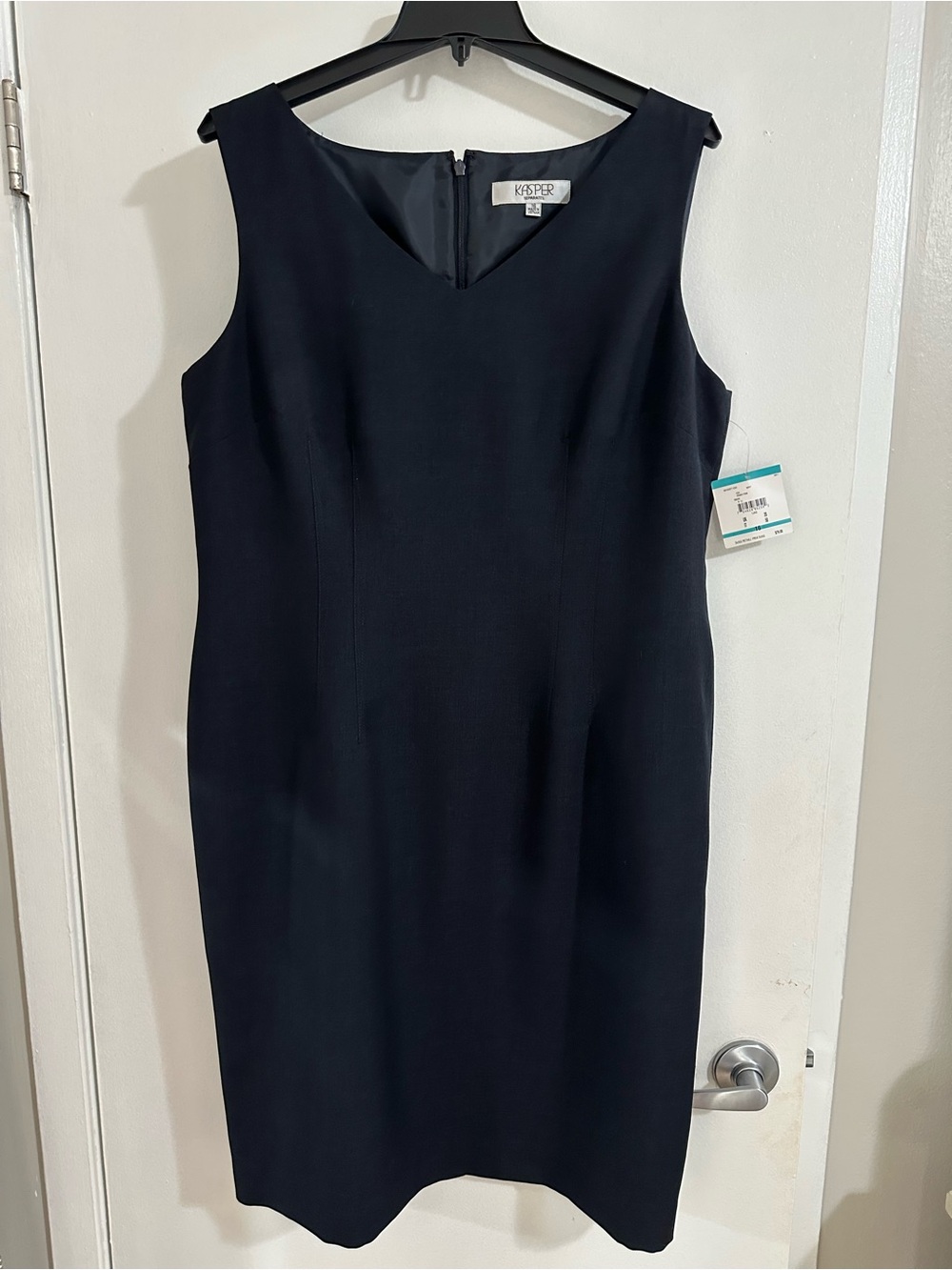 Kasper Black Sleeveless V-Neck Midi Sheath Dress